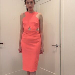 Karen Millen Vibrant Coral Midi Dress